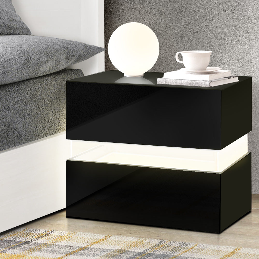 Black high deals gloss bedside table