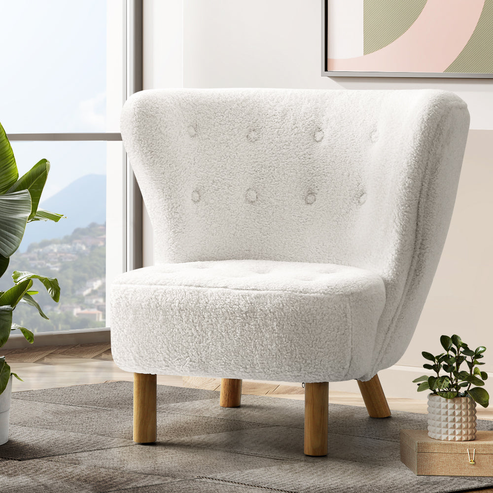 Macy Accent Sherpa Boucle Lounge Armchair - White – Factory Buys