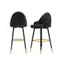 Set of 2 Dublin Bar Stools Stool Kitchen Chairs Swivel Velvet Barstools Vintage - Black