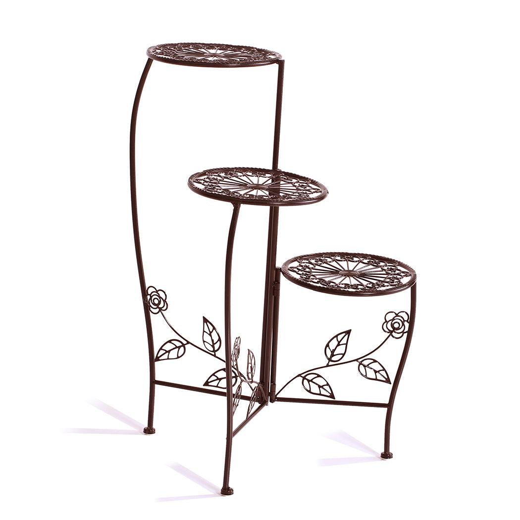 Outdoor Indoor Flower Pots Garden Plant Stand Metal Corner Shelf Wrought Iron