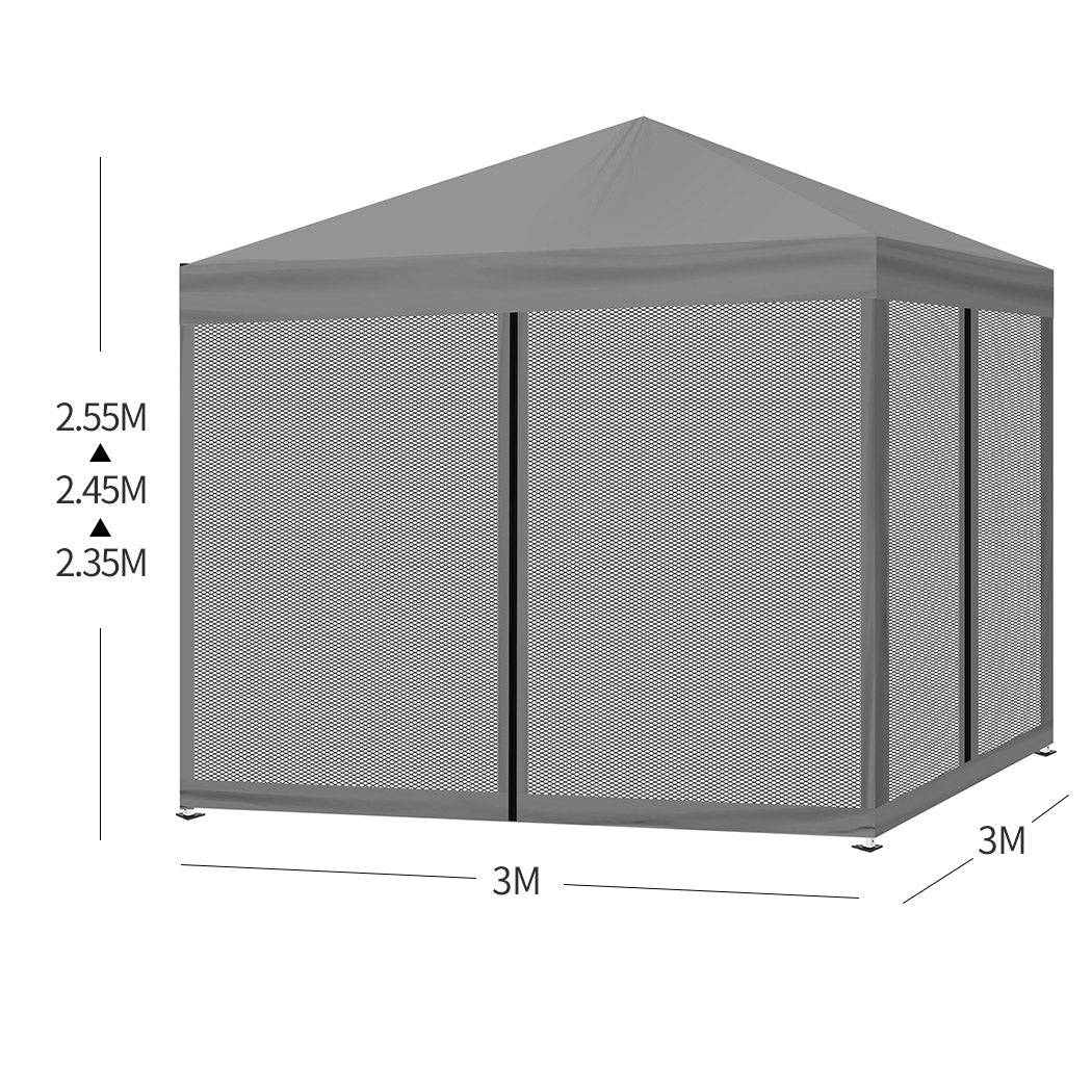 Mountview Gazebo 3x3m Pop Up Marquee Grey