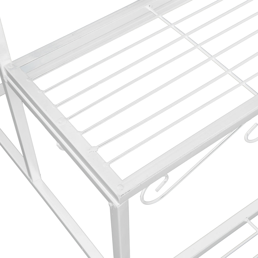 Levede 3 Tier Rectangle Metal Plant Stand Flower Pot Planter Corner Shelf White