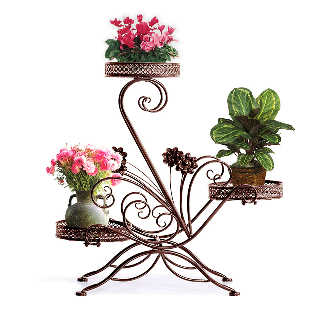 Bronze Plant Stand Outdoor Indoor Metal Flower Pots Rack Corner Planter Shelf