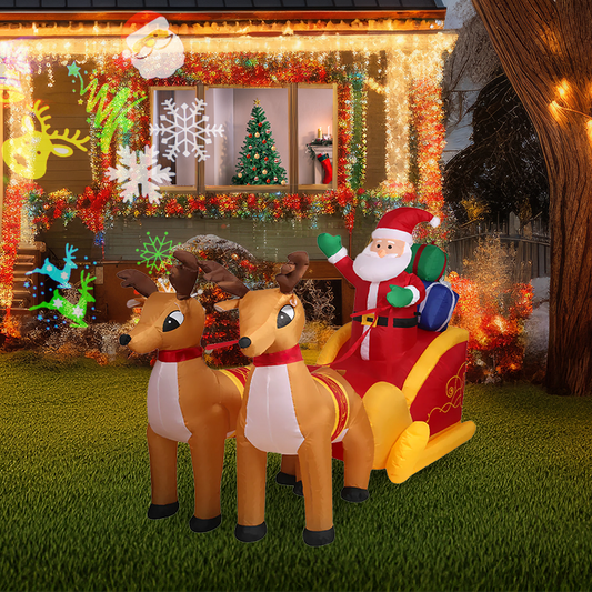 5 Piece Rudolph Christmas Package - 5ft Pre Lit Christmas Tree & 2x Multi Colour Solar Lights & Santa Christmas Inflatable & Light Display