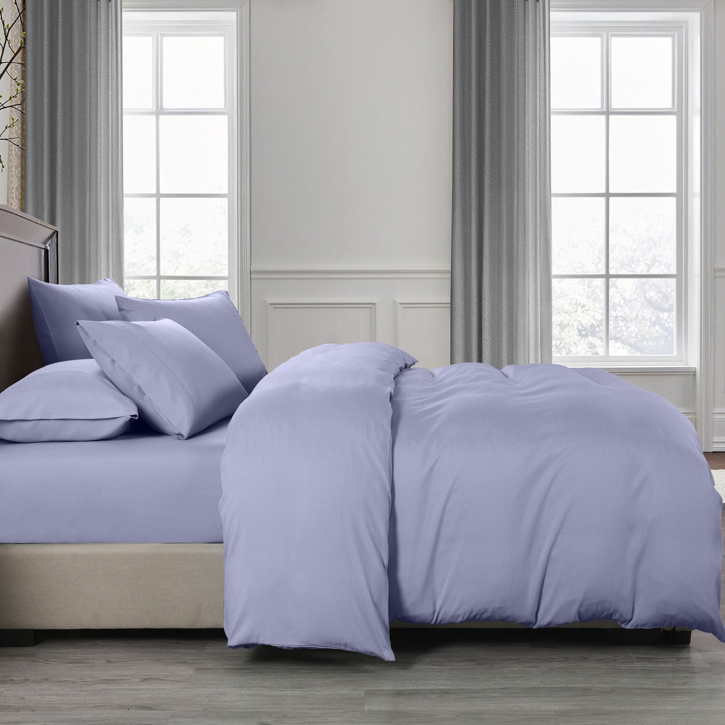 KING 2000TC Bamboo Cooling Quilt Cover Set - Lilac Grey