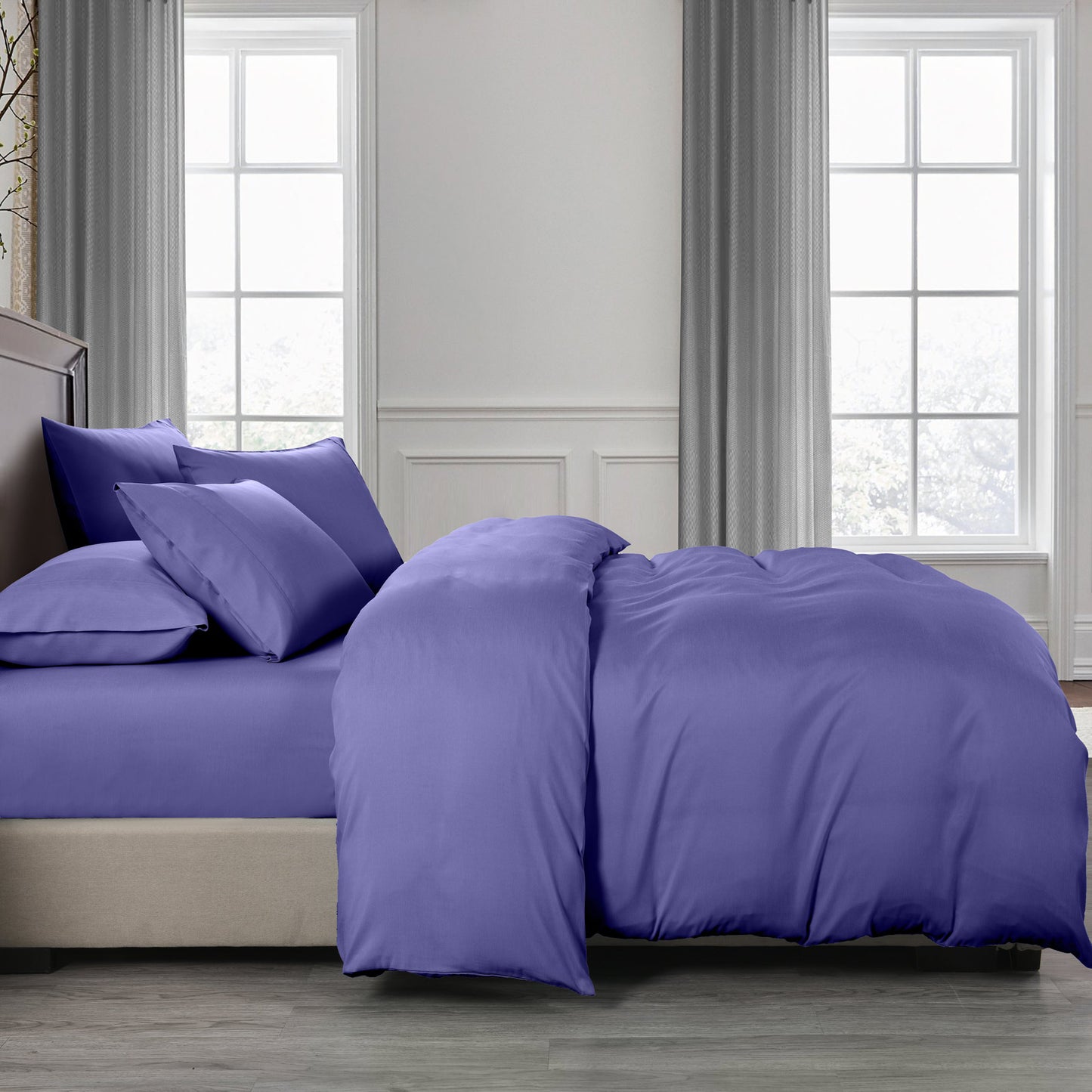 QUEEN 2000TC Bamboo Cooling 6-Piece Bedding Combo Set - Royal Blue