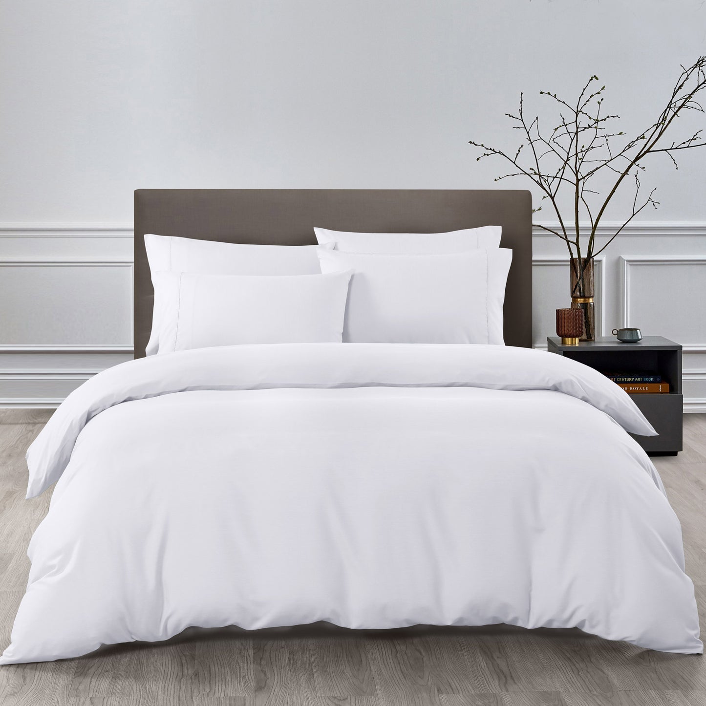 KING 2000TC Bamboo Cooling 6-Piece Bedding Combo Set - White