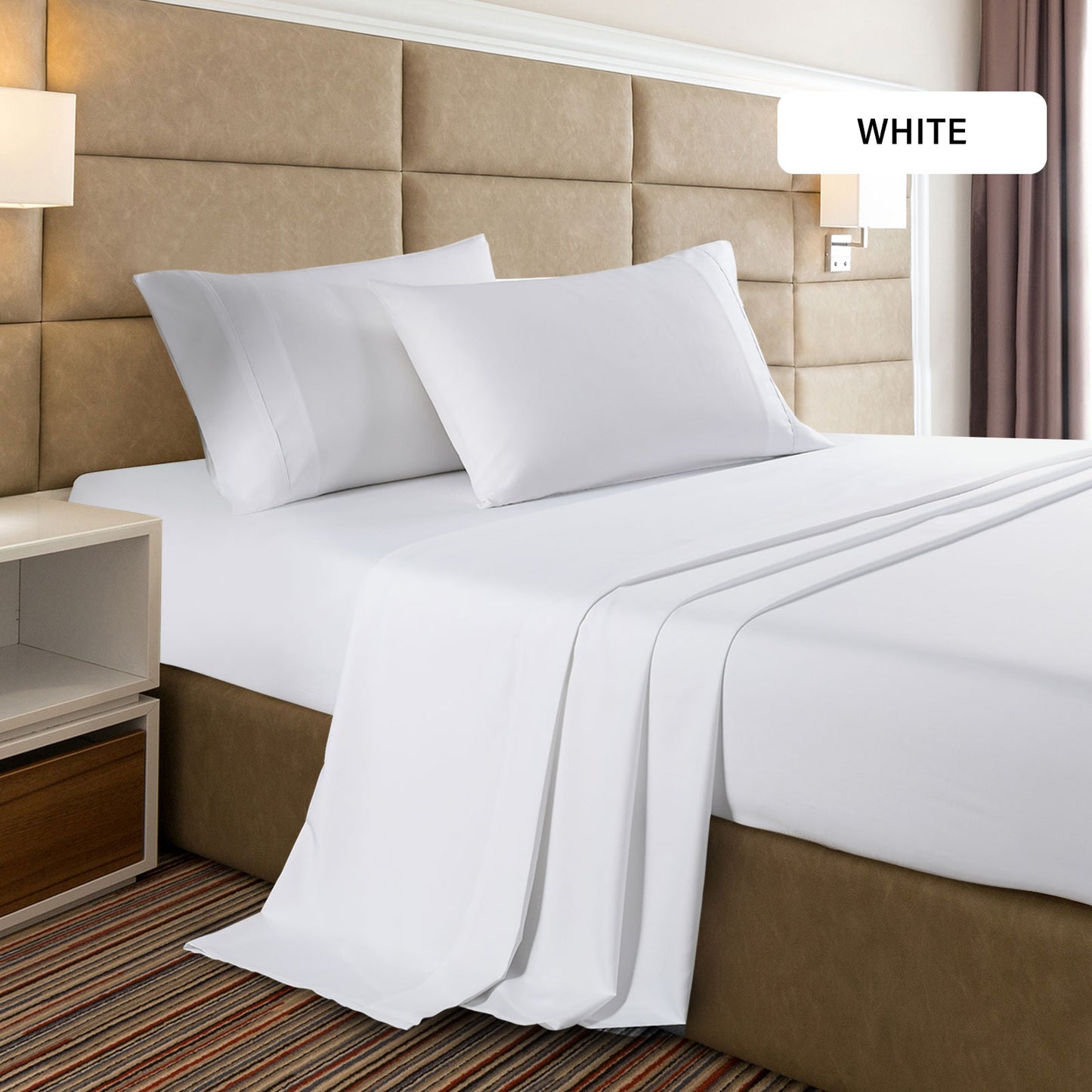 Double Casa Decor Bamboo Cooling 2000TC Sheet Set - White