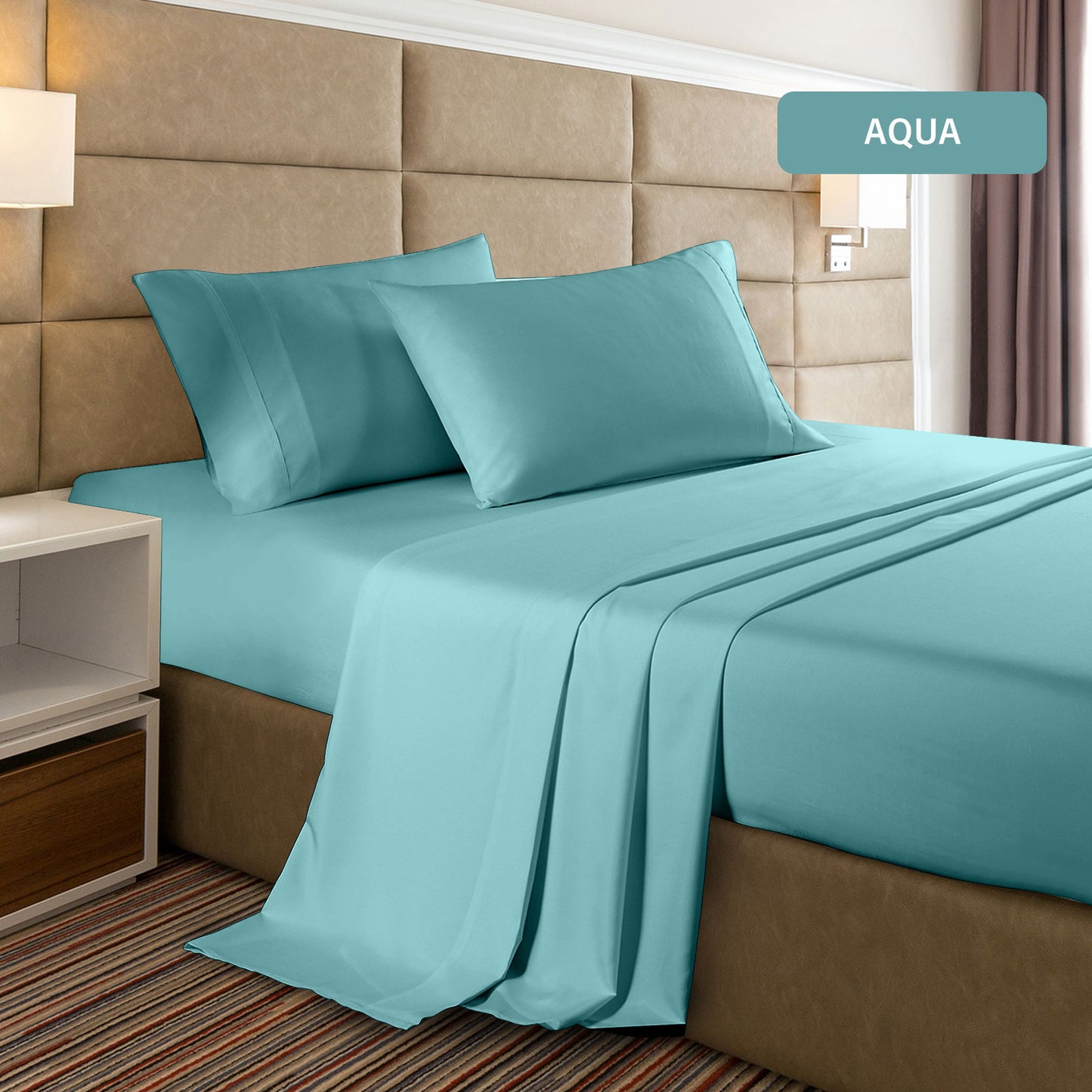 King Casa Decor Bamboo Cooling 2000TC Sheet Set - Aqua