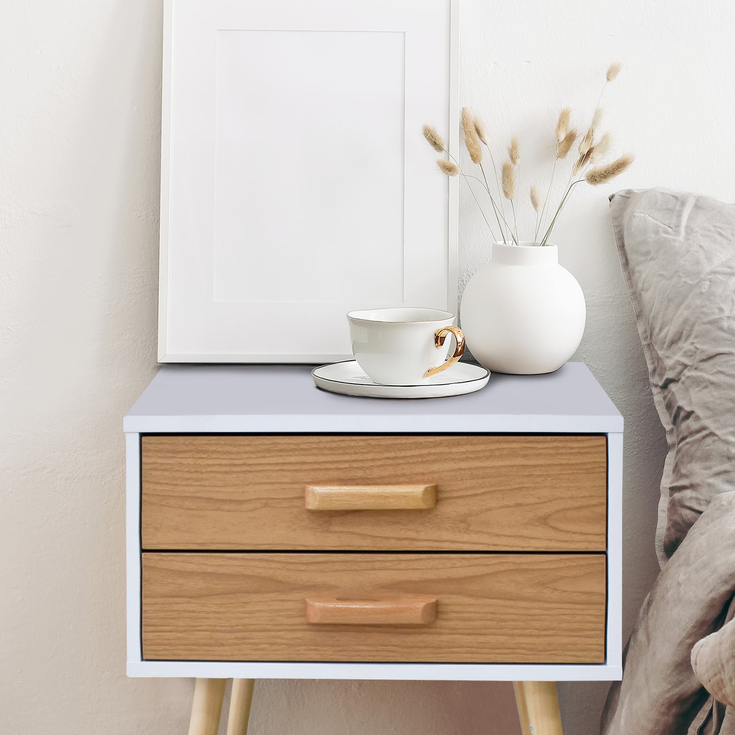 Courtenay Wooden Bedside Tables - Light Brown