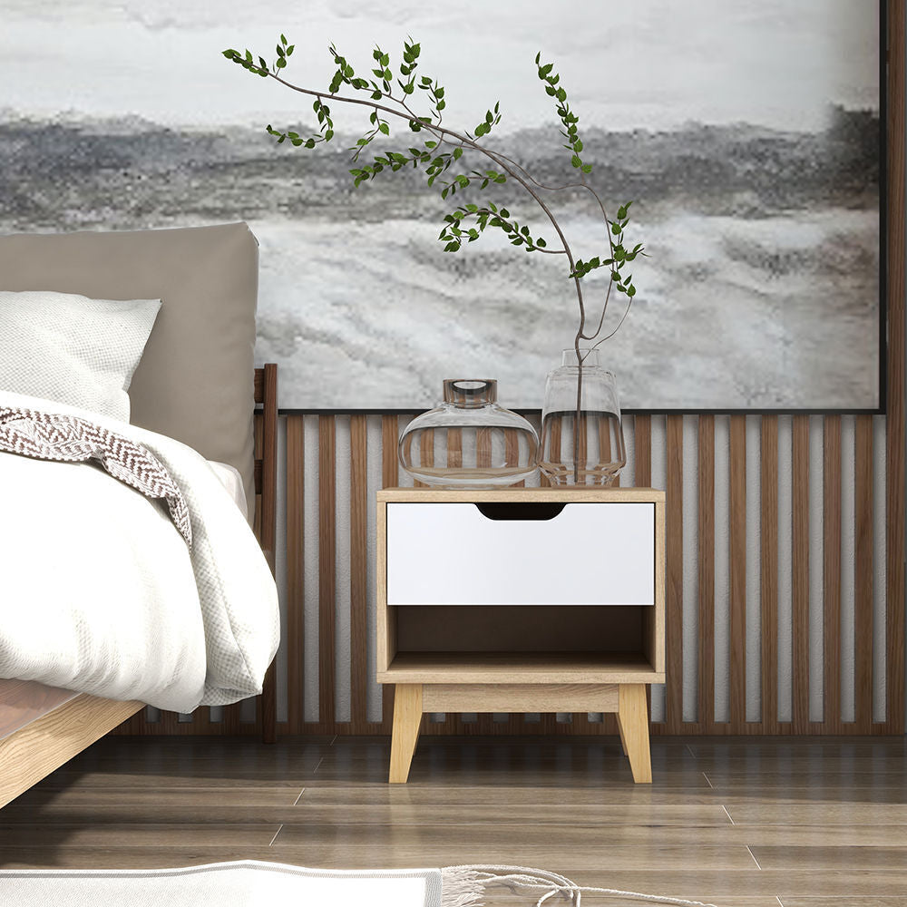 Kelowna Wooden Bedside Tables - Light Brown