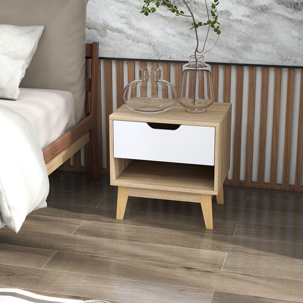 Kelowna Wooden Bedside Tables - Light Brown