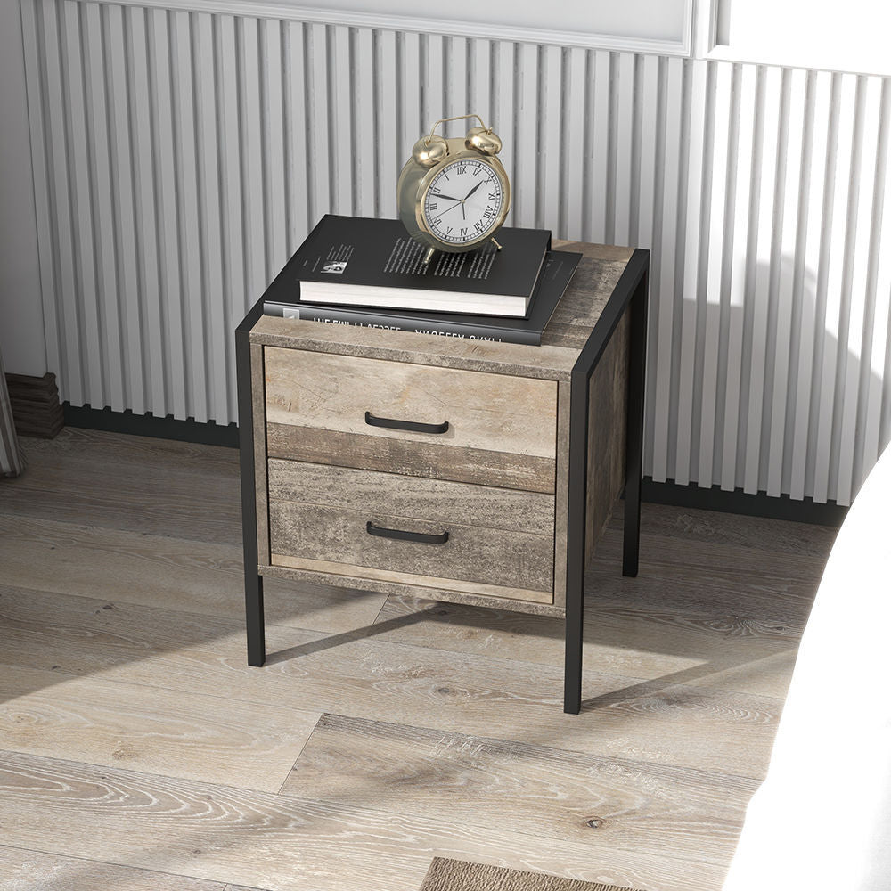 Nanaimo Wooden Bedside Tables with 2 Drawers - Light Brown