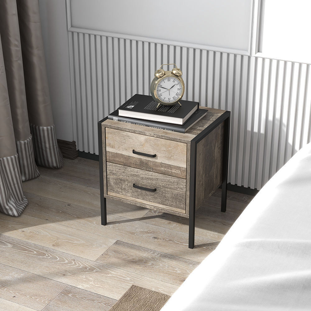 Nanaimo Wooden Bedside Tables with 2 Drawers - Light Brown