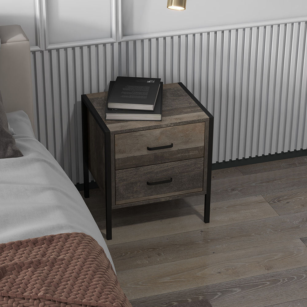 Nanaimo Wooden Bedside Tables with 2 Drawers - Light Brown