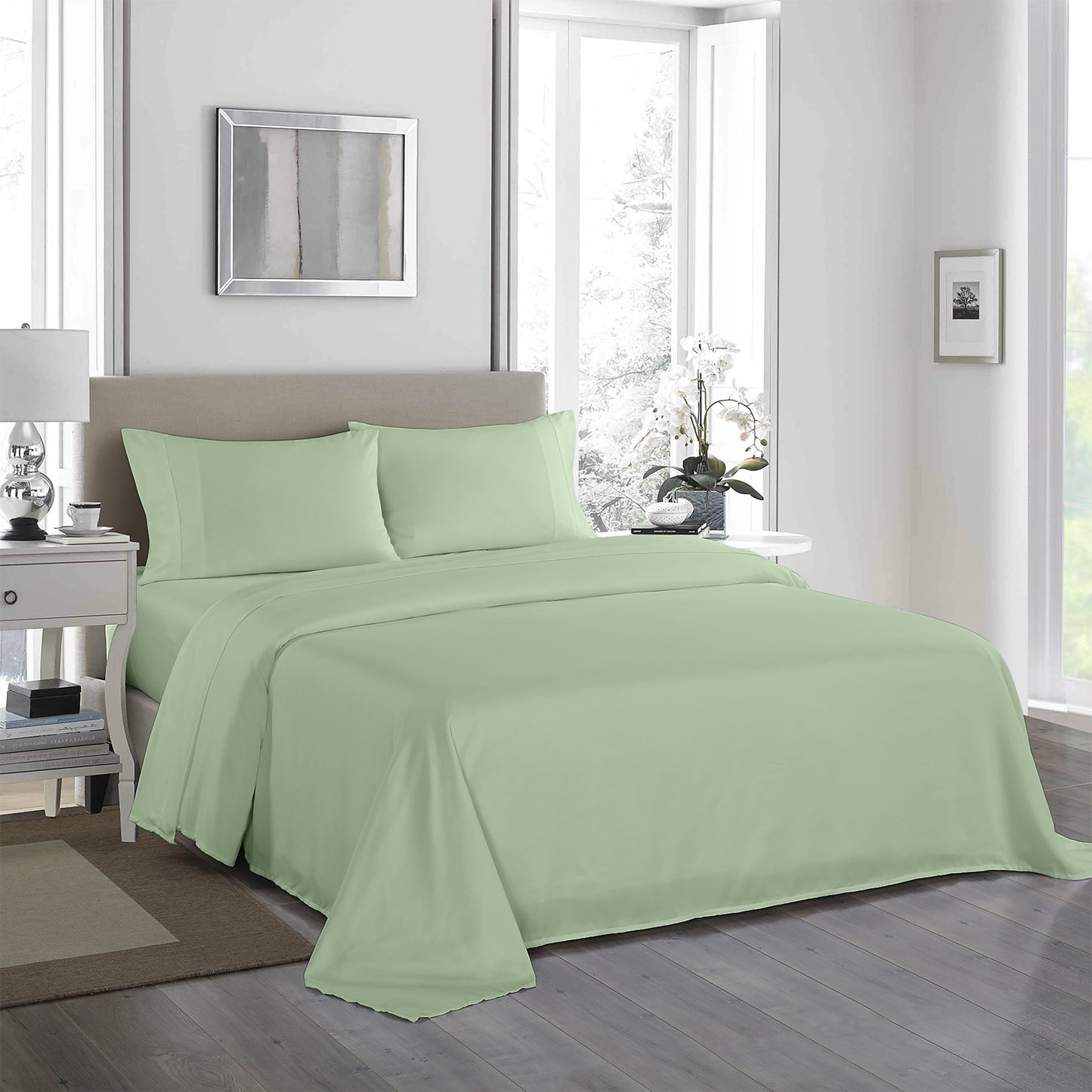 KING 1200TC Ultrasoft 4Piece Sheet Set - Sage Green