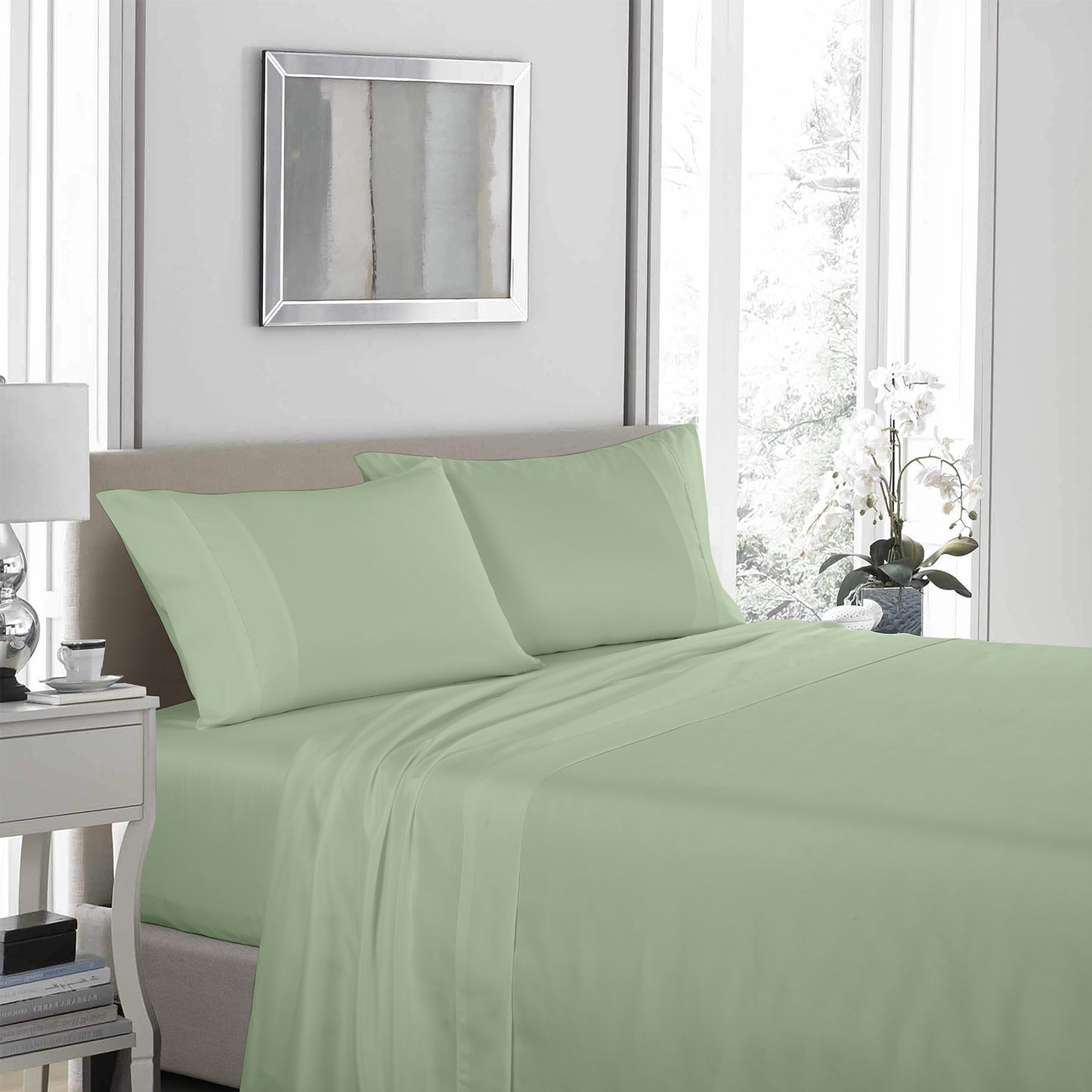 KING 1200TC Ultrasoft 4Piece Sheet Set - Sage Green