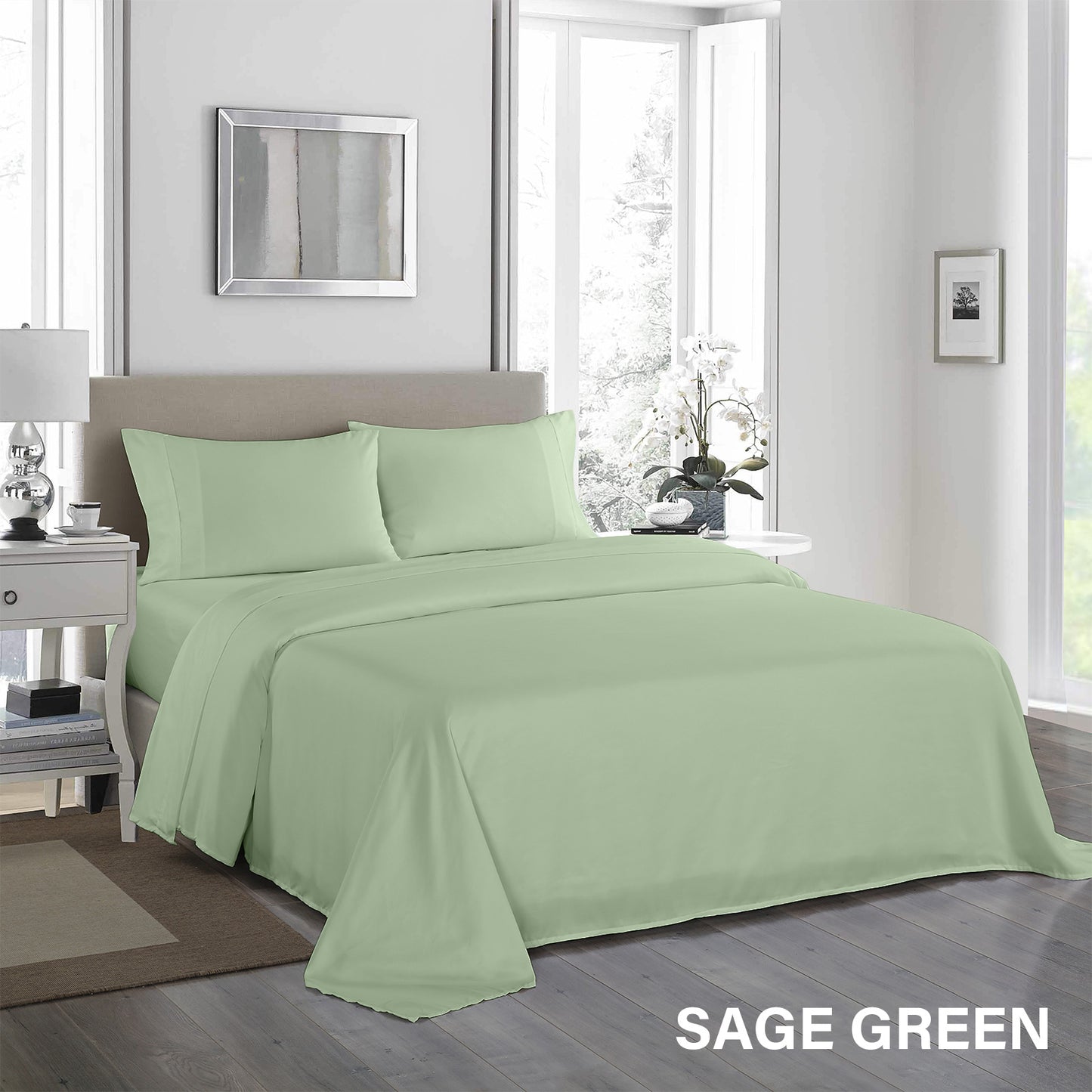 KING 1200TC Ultrasoft 4Piece Sheet Set - Sage Green