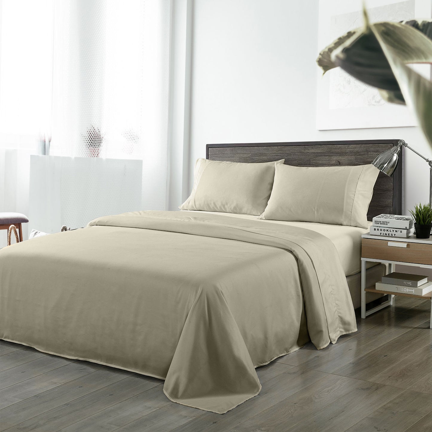 Queen Royal Comfort Blended Bamboo Sheet Oatmeal -