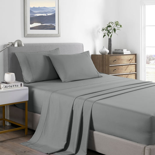 Single Royal Comfort Bamboo Cooling 2000TC Sheet Set - Mid Grey