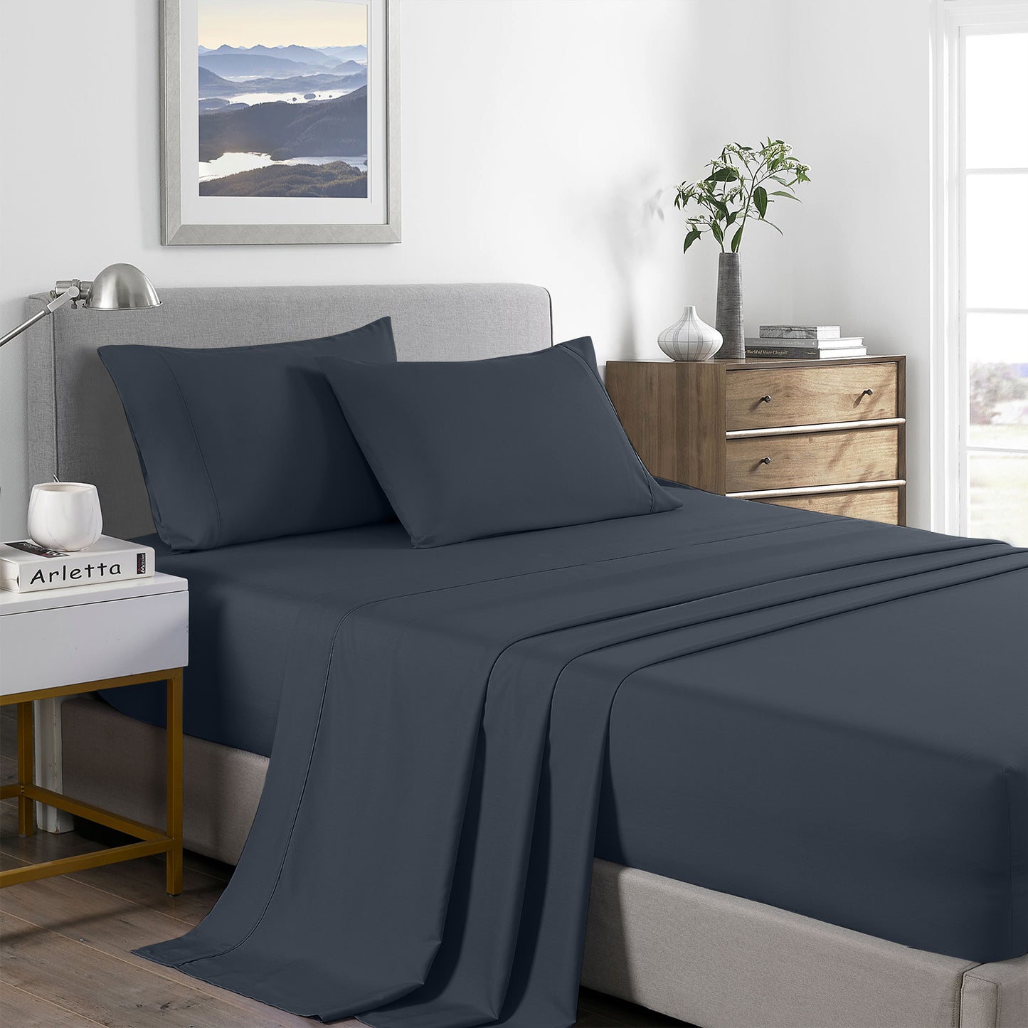 Single Royal Comfort Bamboo Cooling 2000TC Sheet Set - Charcoal