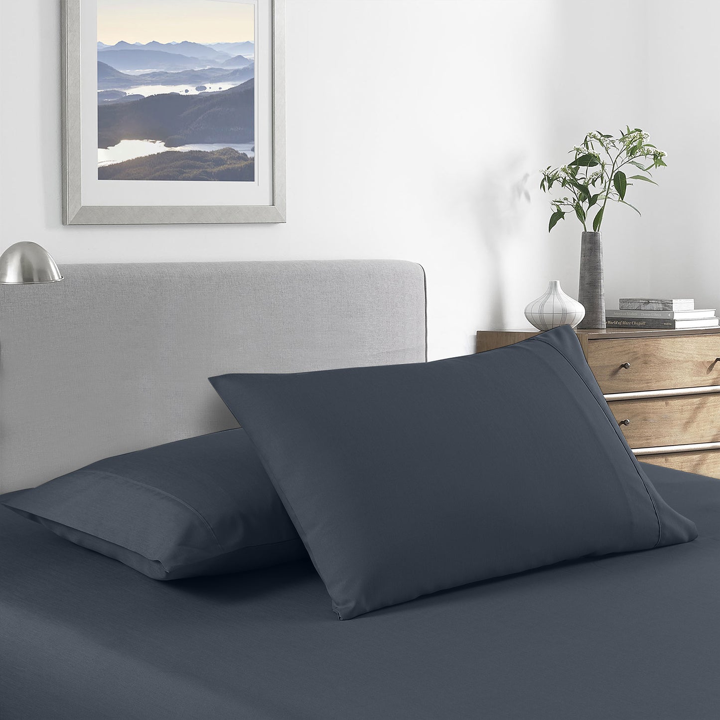 DOUBLE 2000TC 4-Piece Bamboo Cooling Sheet Set - Charcoal