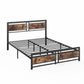 Royal Metal Bed Frame Base Platform Wooden Headboard - Black Double