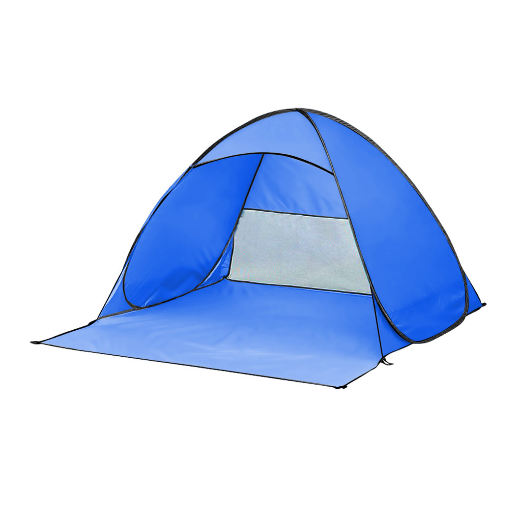 Pop Up Beach Tent Camping Portable Shelter Shade 4 Person Tents Fish Blue