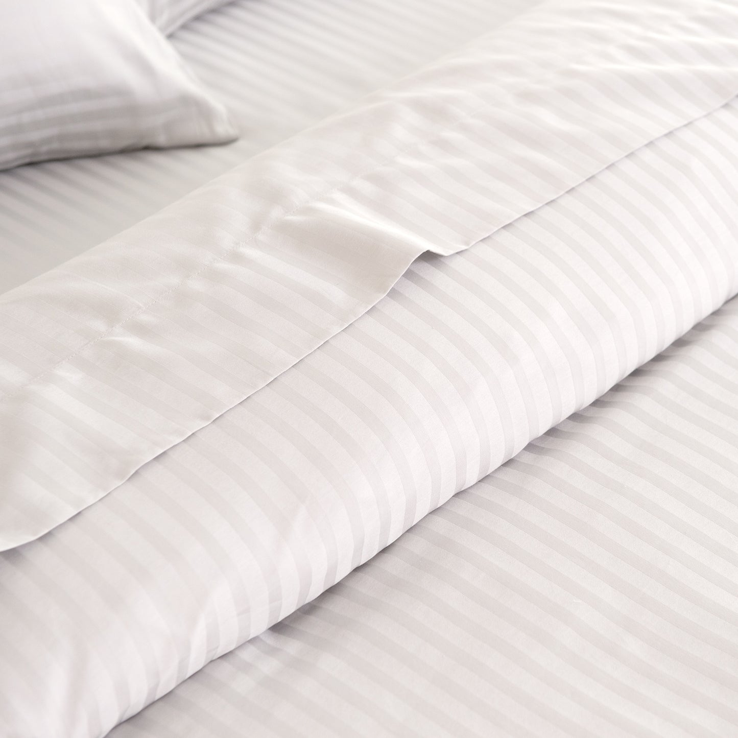 Queen Kensington 1200TC Cotton Sheet Set Stripe - White