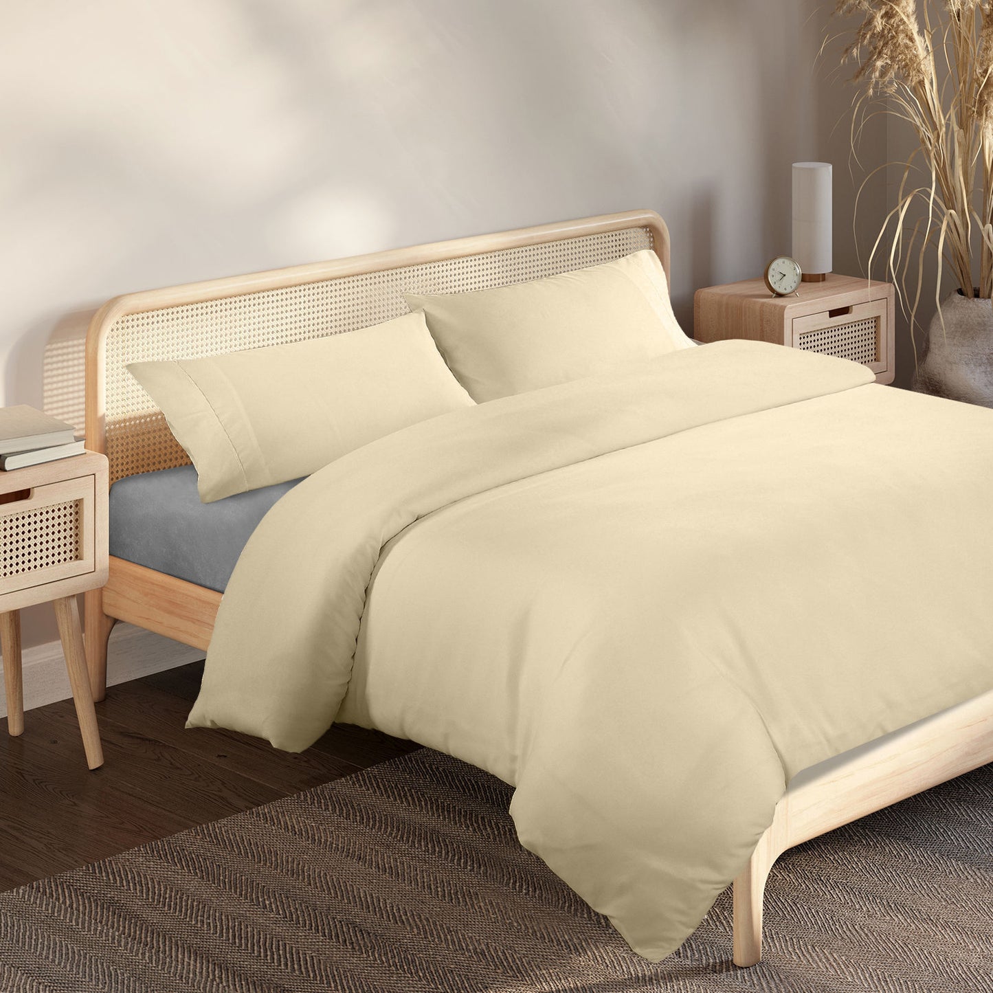 DOUBLE 1000TC 3-Piece Blended Bamboo Quilt Cover Sets - Dark Ivory