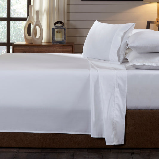 Double Royal Comfort - 250TC 100% Organic Cotton 4-Piece Sheet Set - White