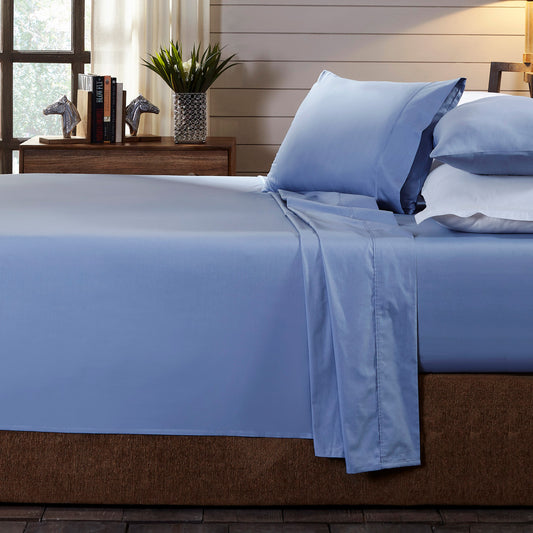 Double Royal Comfort - 250TC 100% Organic Cotton 4-Piece Sheet Set - indigo