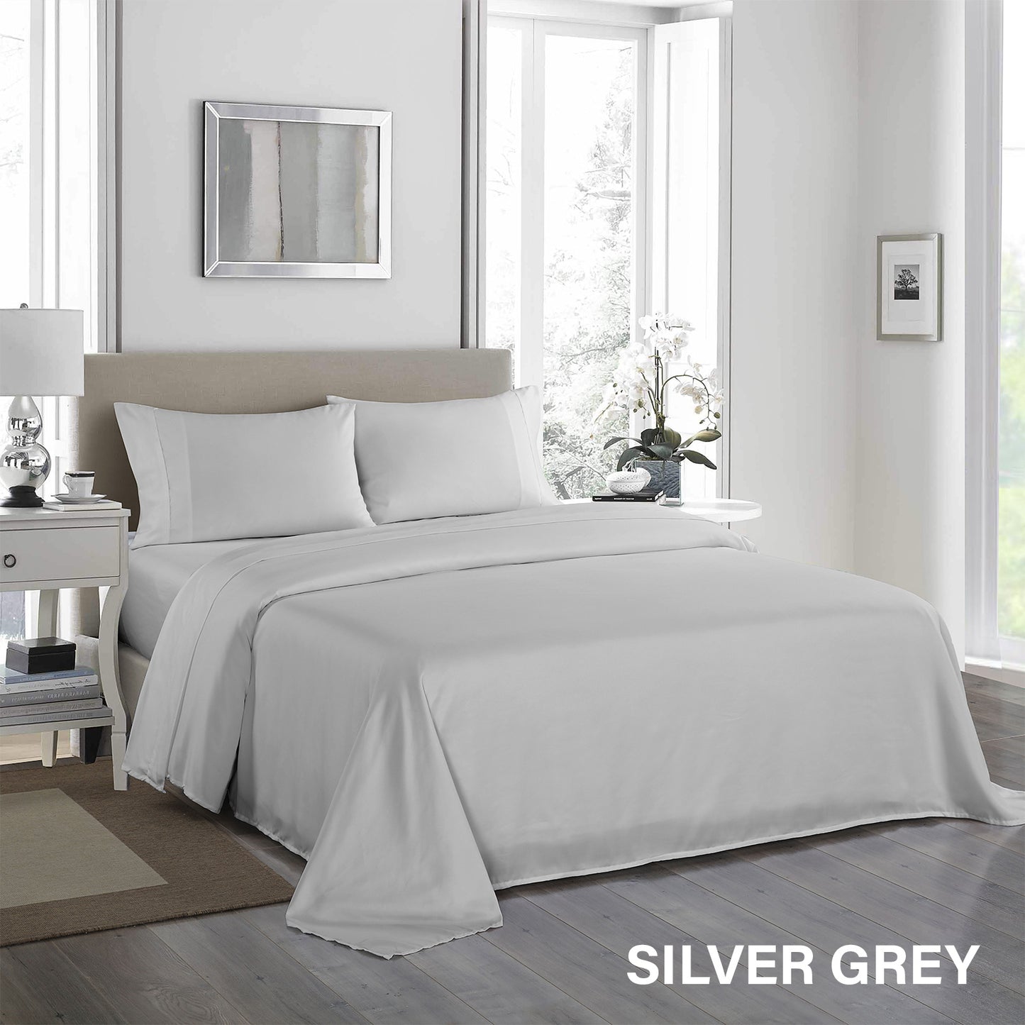 Queen Royal Comfort 1200TC Ultrasoft 4-Piece Sheet Set - Silver