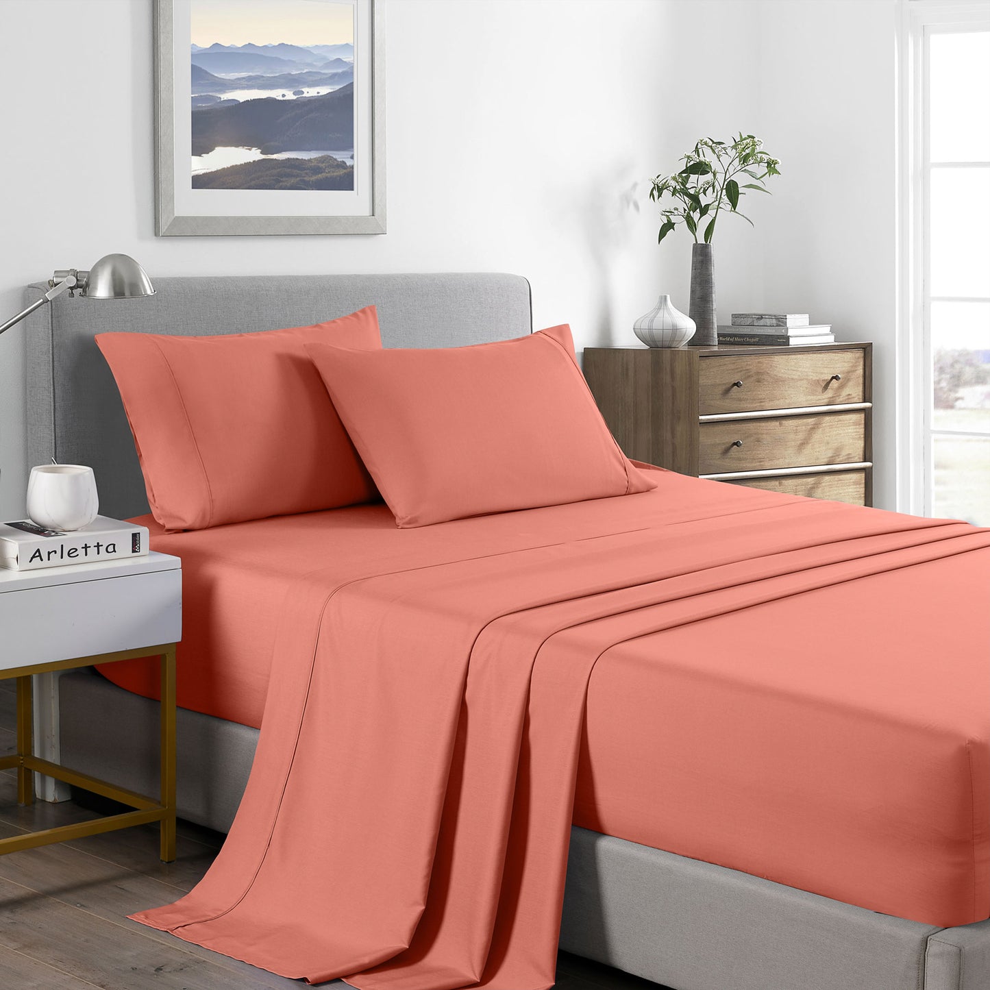 King Royal Comfort Bamboo Cooling 2000TC Sheet Set - Peach