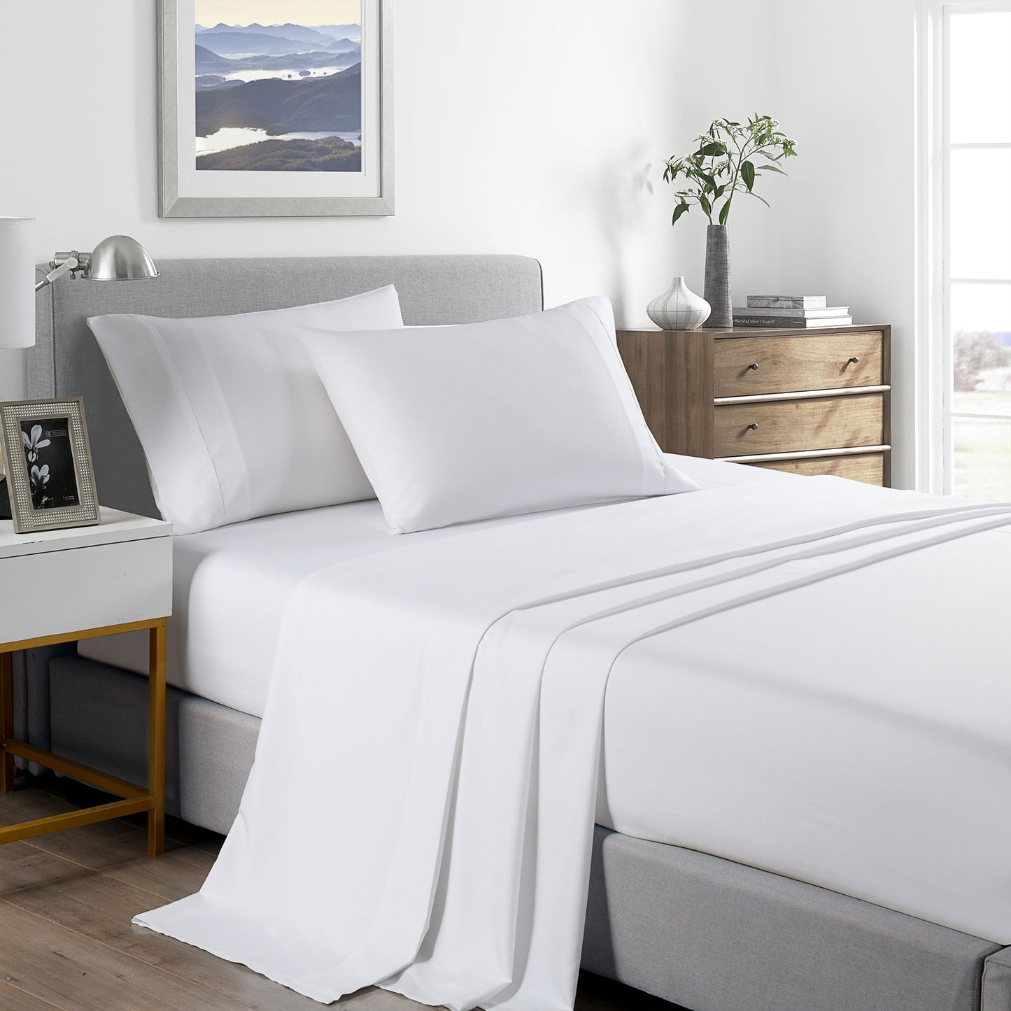 Single Royal Comfort Bamboo Cooling 2000TC Sheet Set - White