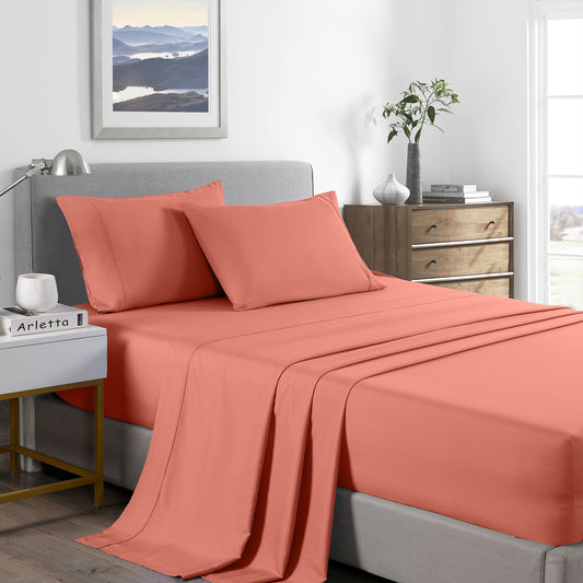 Single Royal Comfort Bamboo Cooling 2000TC Sheet Set - Peach