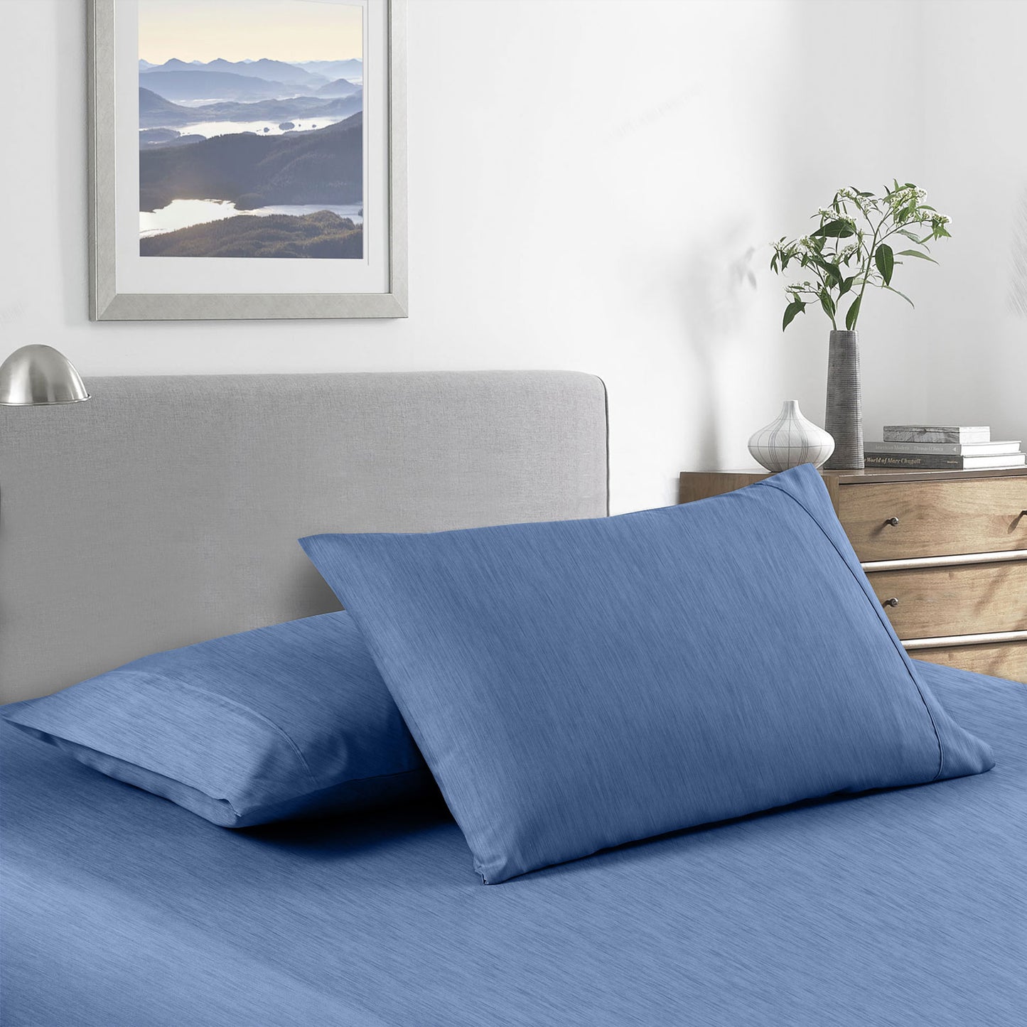 King Single Royal Comfort Bamboo Cooling 2000TC Sheet Set - Denim