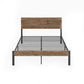 Ruden Metal Bed Frame Base Platform Wooden Headboard - Brown Queen