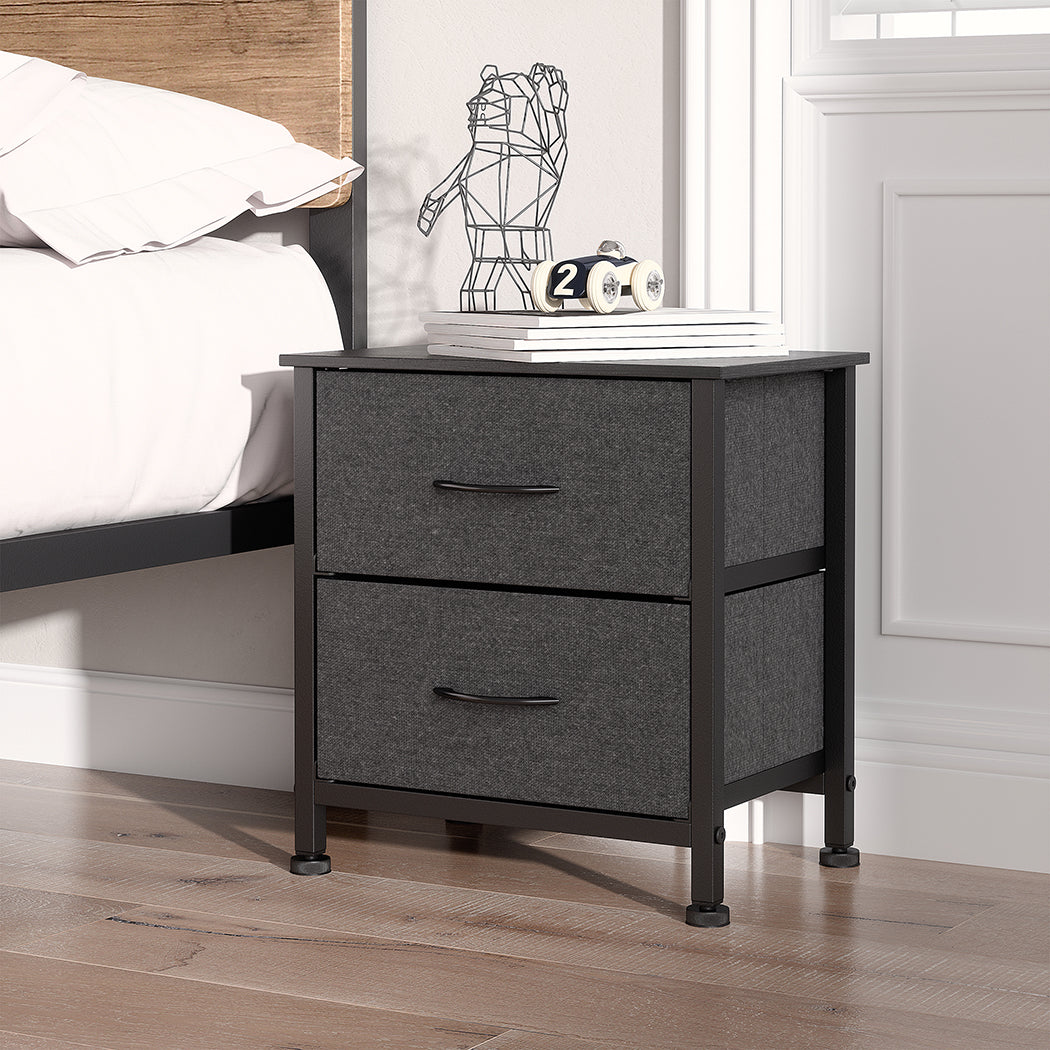 Levede Storage Cabinet Chest of 2 Drawers Dark Grey