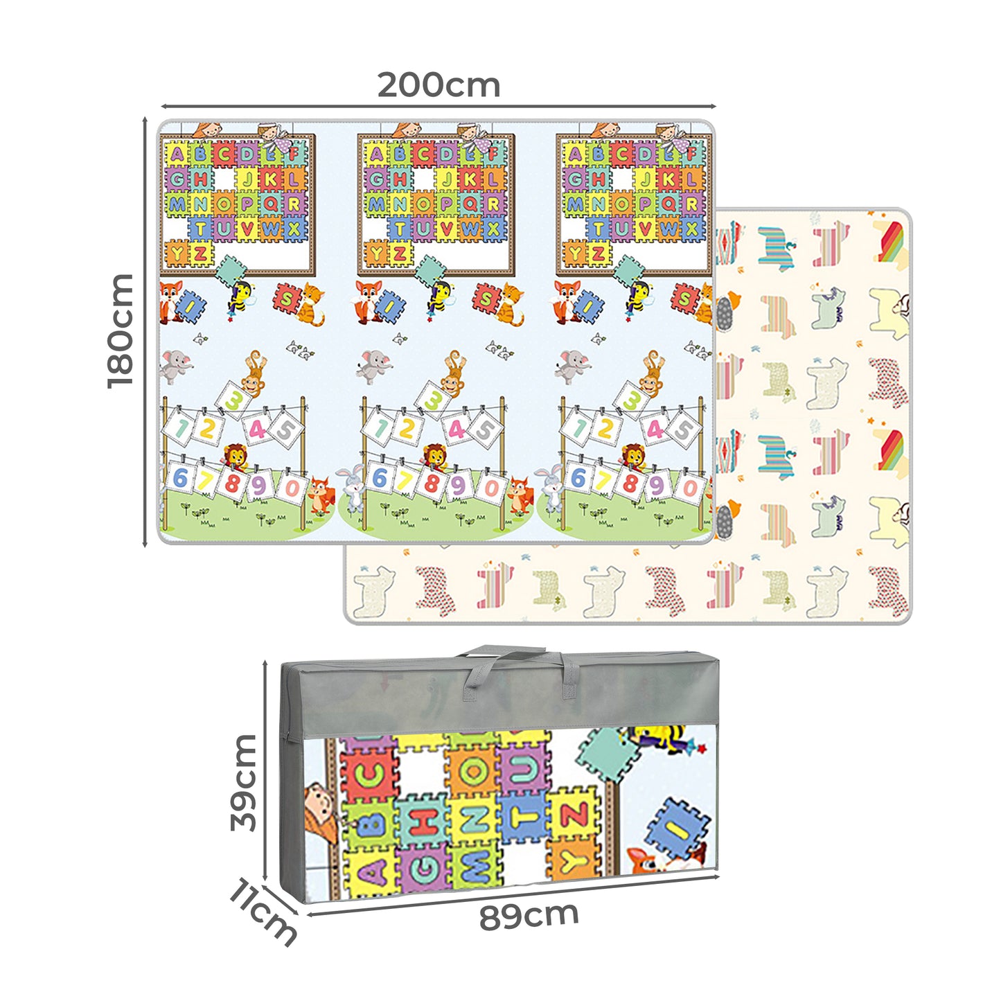 BoPeep Kids Play Mat Baby Crawling Pad Floor Foldable XPE Foam Non-slip Zoo