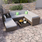 Calvis 8-Seater Oatmeal Rattan Set 9-Piece Outdoor Sofa - Black & Grey