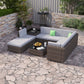 Calvis 8-Seater Oatmeal Rattan Set 9-Piece Outdoor Sofa - Black & Grey