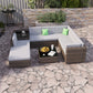 Calvis 8-Seater Oatmeal Rattan Set 9-Piece Outdoor Sofa - Black & Grey