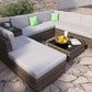 Calvis 8-Seater Oatmeal Rattan Set 9-Piece Outdoor Sofa - Black & Grey