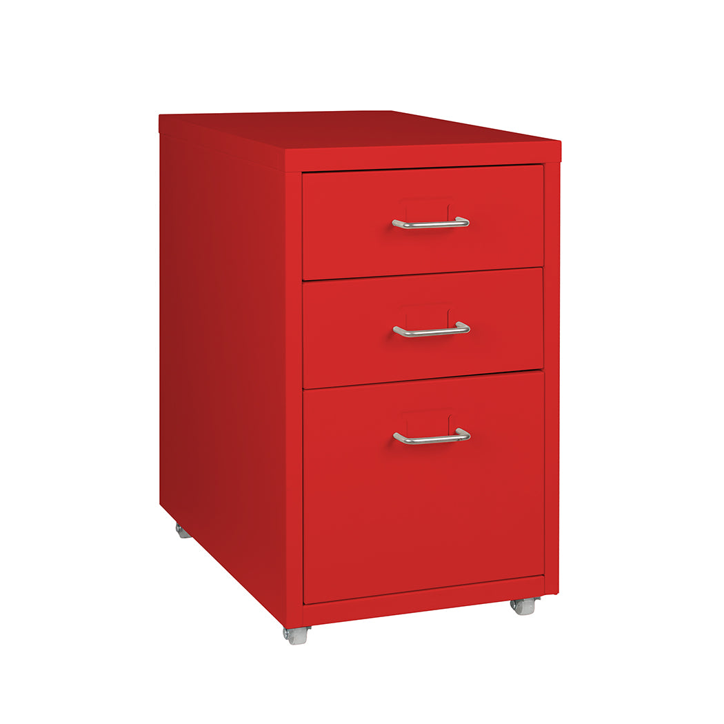 Levede 3 Drawer Office Drawers Cabinet Red