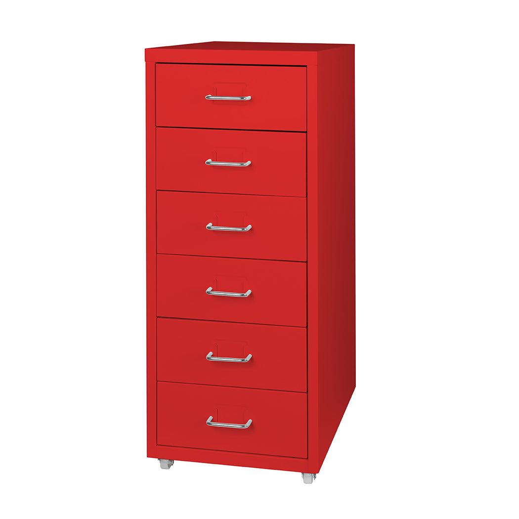 Levede 6 Drawer Office Cabinet Drawers Red