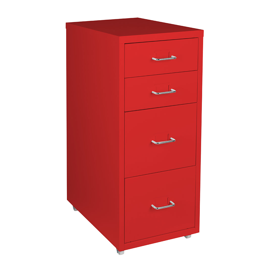 Levede 4 Drawer Office Drawers Cabinet Red