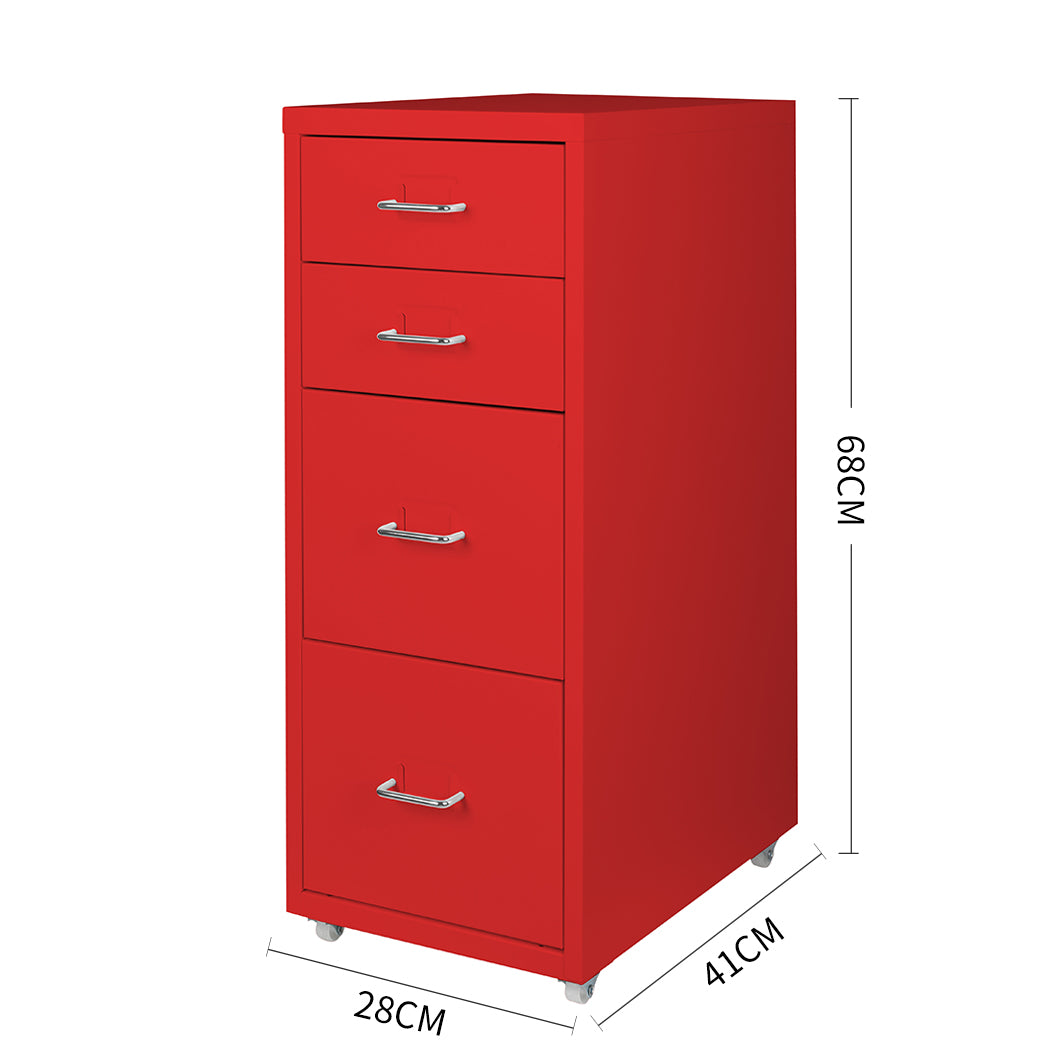 Levede 4 Drawer Office Drawers Cabinet Red