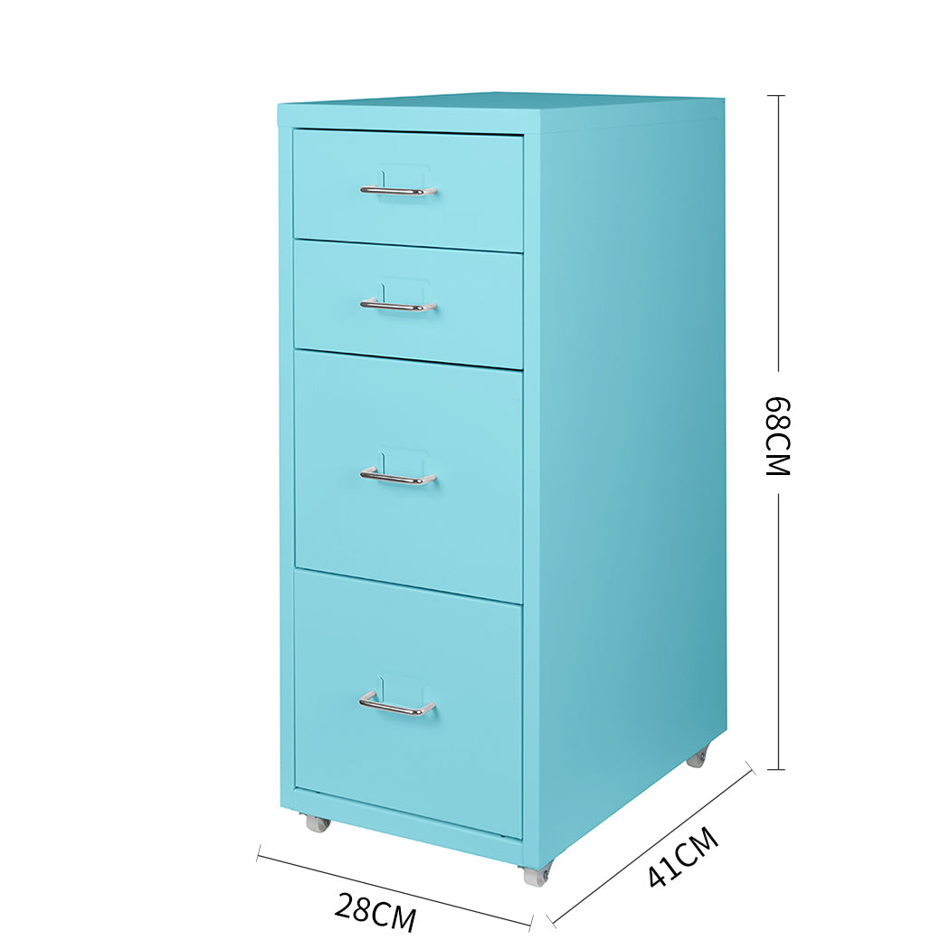 Levede 4 Drawer Office Drawers Cabinet Blue