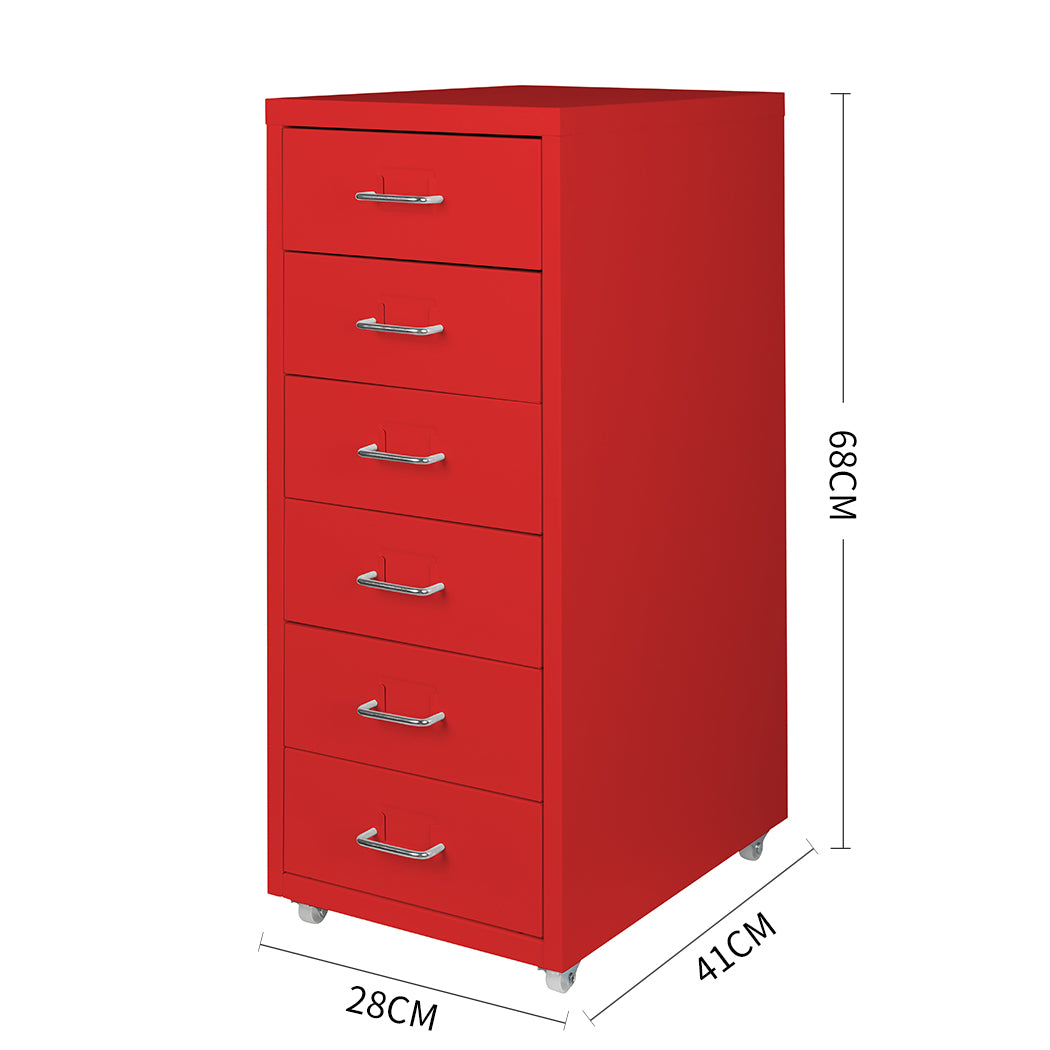 Levede 6 Drawer Office Cabinet Drawers Red